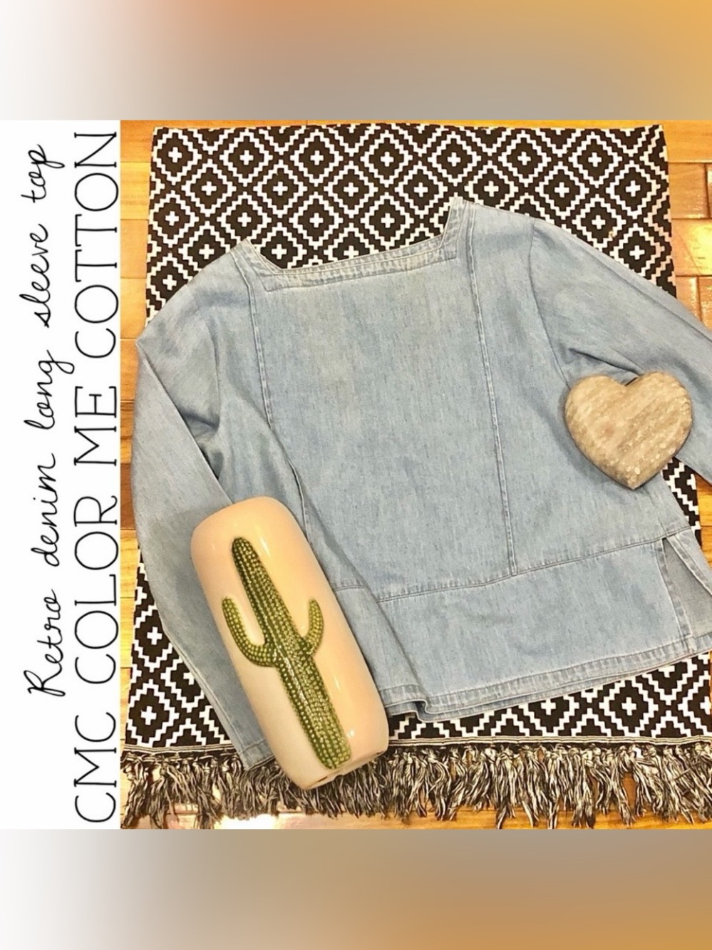 CMC Color Me Cotton Retro Denim Long Sleeve Top